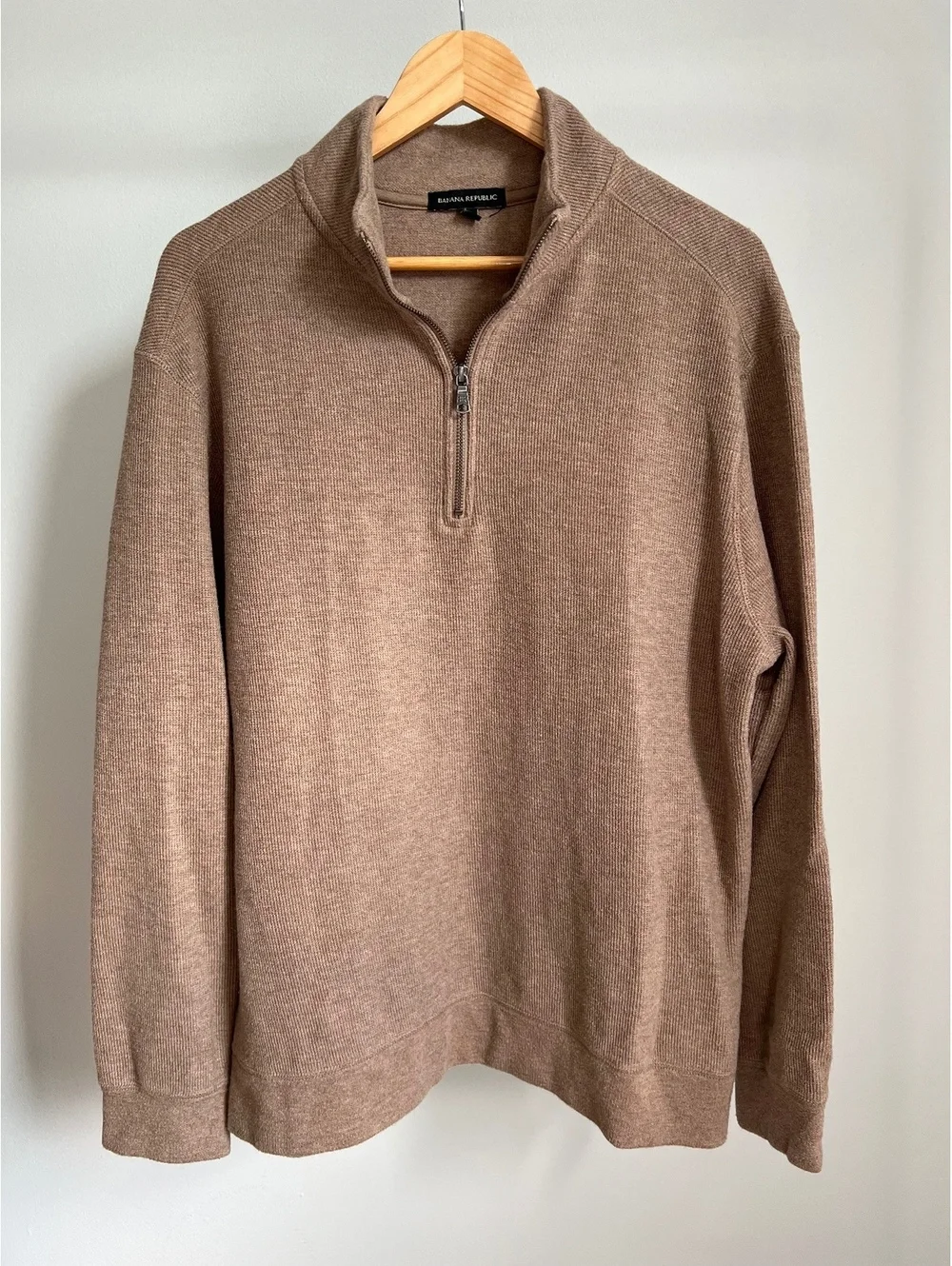 Banana Republic Men’s XL Brown Waffle Knit Quarter-Zip Pullover Sweater
